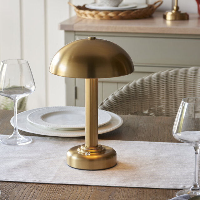 Bridport Rechargeable Table Lamp finished in Warm Brass