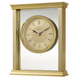 Acctim Halton Mantel Clock Quartz Polished Metal & Glass Floating Effect Energy Efficient Gold