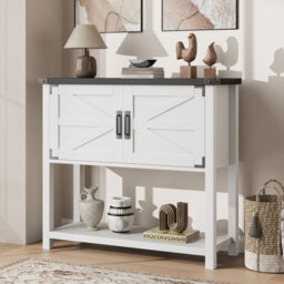 Kitchen Sideboard Buffet, Farmhouse Coffee Bar Cabinet with 2 Doors & Shelf, Wooden Console Table for Entryway, Living Room, Hallway Storage