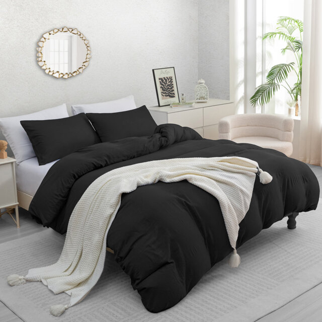 Microfiber Solid Colour Duvet Cover Set with Pillow Shams Included