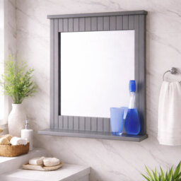 Desislava Wood Flat Wall Mirror with Shelves