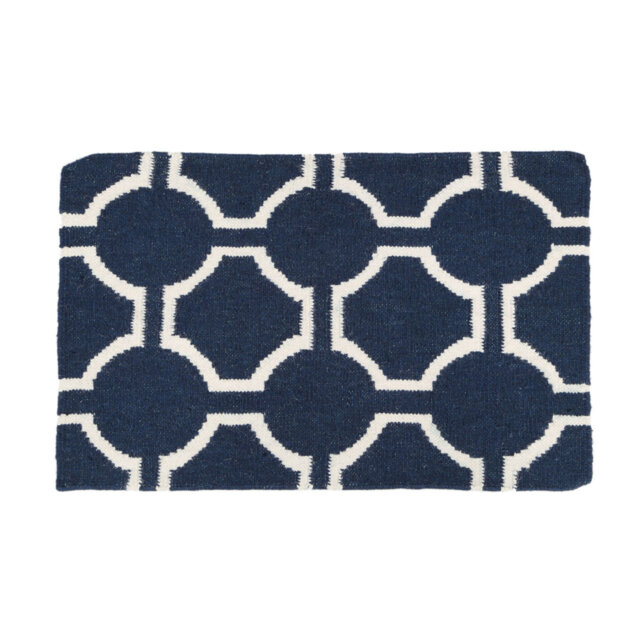 South Beach Hand-Woven Navy Blue/White Area Rug