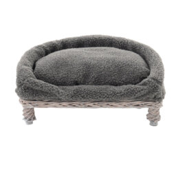 Grey Hand-Woven Rattan Medium Dog Bed