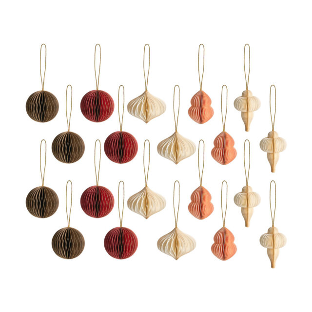 Set of 20 Christmas Tree Ornaments STORA Paper Multicolour