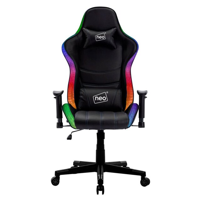 NeoDirect Adjustable Reclining Ergonomic Faux Leather Swiveling PC & Racing Game Chair in Black