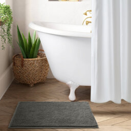 Soft Chenille Microfiber Non-Slip Bath Mat - Ultra Absorbent Machine Washable Bathroom Rug for Shower, Bath & Ensuite