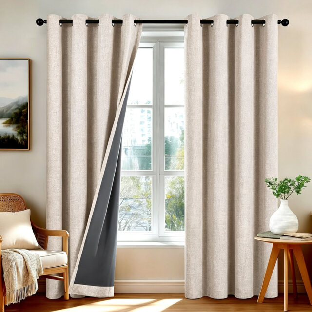 Blackout Curtains Thermal Insulated Eyelet Curtains 168 x 229 cm 2 Panels