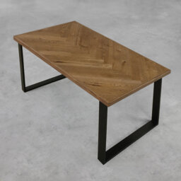 Anacortes Oak Metal Base Dining Table