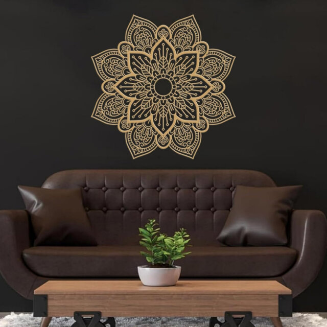 Metal Flower Wall Decor 3D Floral Art 30'' Modern Wall Hanging Decor for Living Room, Bathroom,Bedroom, Kitchen,Office (Gold)