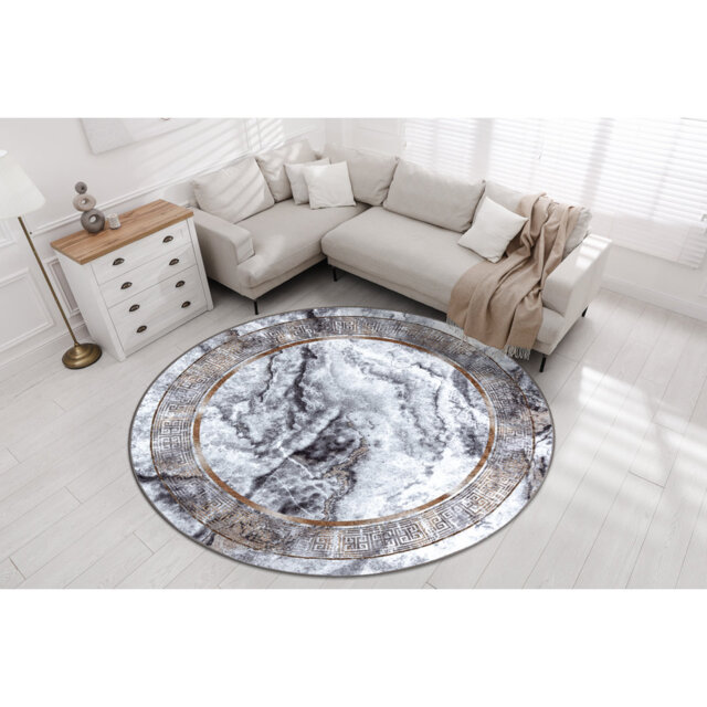 Roelof wash mat, marble, Greek, anti -slip - black / gold