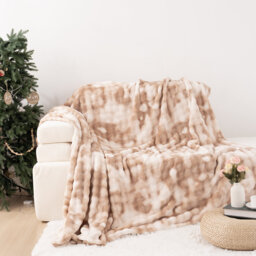 Faux Rabbit Fur Blanket Machine Woven Throw Blanket