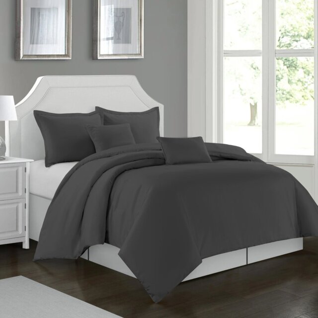 Cathyjo Super Soft Microfibre Reversible 200 TC Plain Duvet Cover Set with Cases