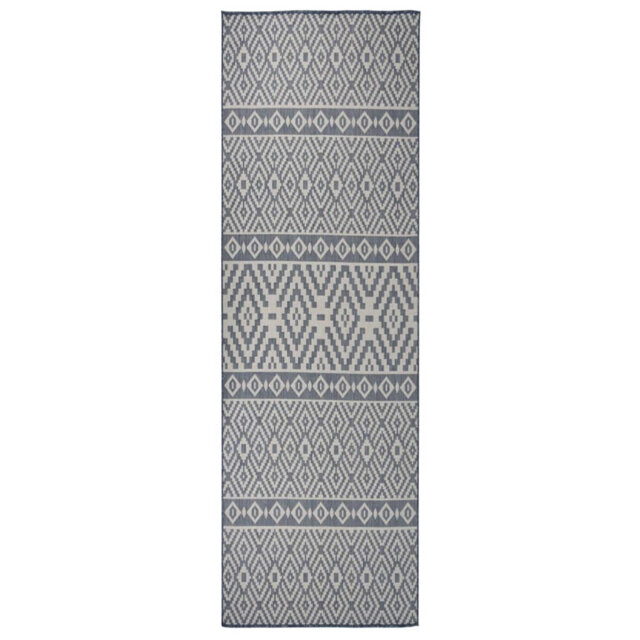 Gracie Oaks Outdoor Flatweave Rug Blue Stripes