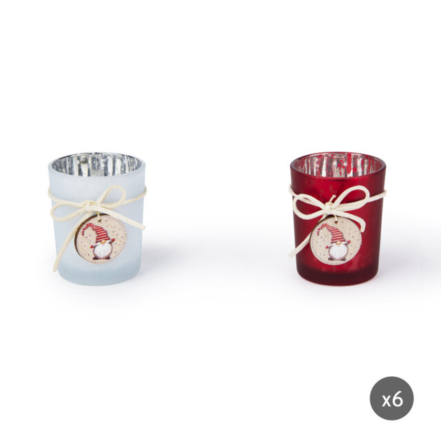 Gnomo 2 Piece Sprayed Glass Tealight Holder Set