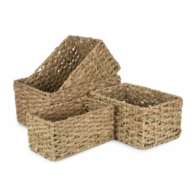 Bloomsbury Market Wicker 4 Piece Thatch Grass Storage Basket Set