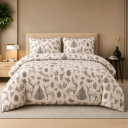 3-Piece Reversible Woodland Forest Duvet Cover Set – 100% Cotton 200TC Sateen, Wrinkle Resistant & Breathable – with Pillowcases