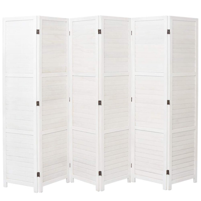 6 Panel Room Divider, Paulownia Solid Wood Room Dividers Folding Privacy Screen