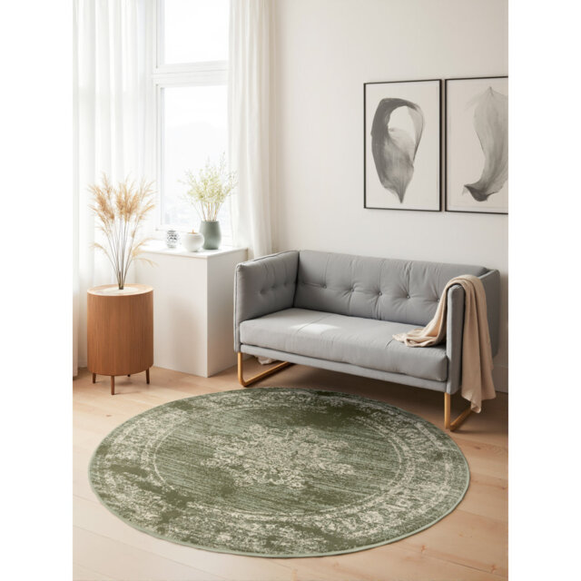 Lydia Short Pile Rug Round by Hanse Home – Round short pile rug, oriental design, classic living room rug for living rooms, bedrooms, dining rooms, ha