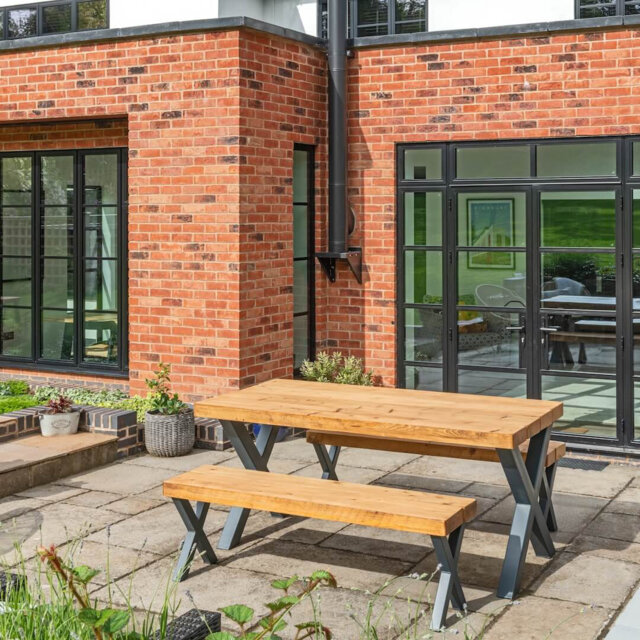 Chunky Outdoor Garden Table with Parasol Hole