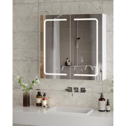 65.0mm W 65.0mm H Wall Bathroom Storage Cabinet With Double Mirror Doors & Adjustable Shelves