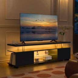 "Unfinished TV Stand for TVs up to 60"" with Fireplace Included"