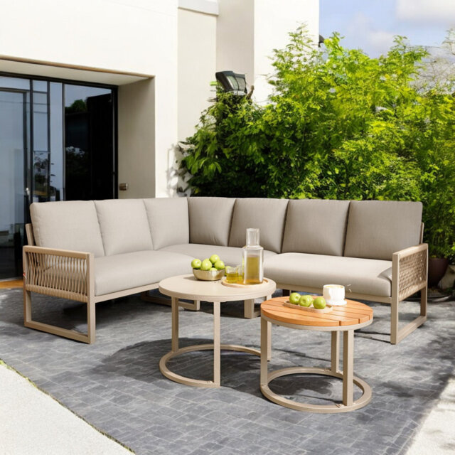 Outdoor Conversation Sets For 6-7 People With Galvanized Iron Frame Corner Sofa