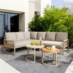 Outdoor Conversation Sets For 6-7 People With Galvanized Iron Frame Corner Sofa