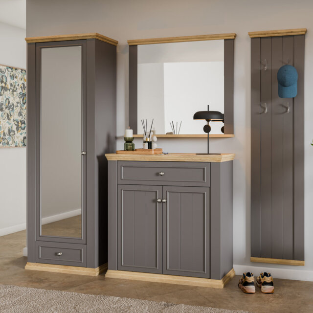 Rosswell Modern cottage style sideboard with 1 drawer and 2 doors, engineered wood, 98.9 cm W x 95.3 cm H x 43.5 cm D