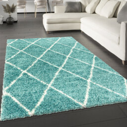 Blue Rug Teal Fluffy Shaggy Carpet Soft Thick Large Small Dimaond Carpet For Living Room Bedroom