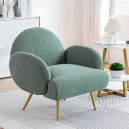 Accent Sherpa Chair Comfy Modern Living Room Chair Fabric Mid Century Bedroom Chair With Legs Arm Chair For Reading Bedroom Single