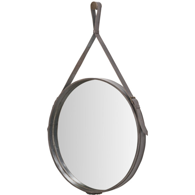 Round Leather Mirror