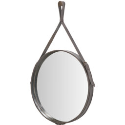 Round Leather Mirror
