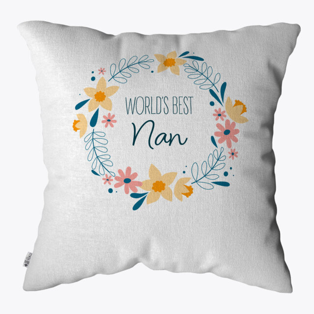 Floral White Square Cushion Cover