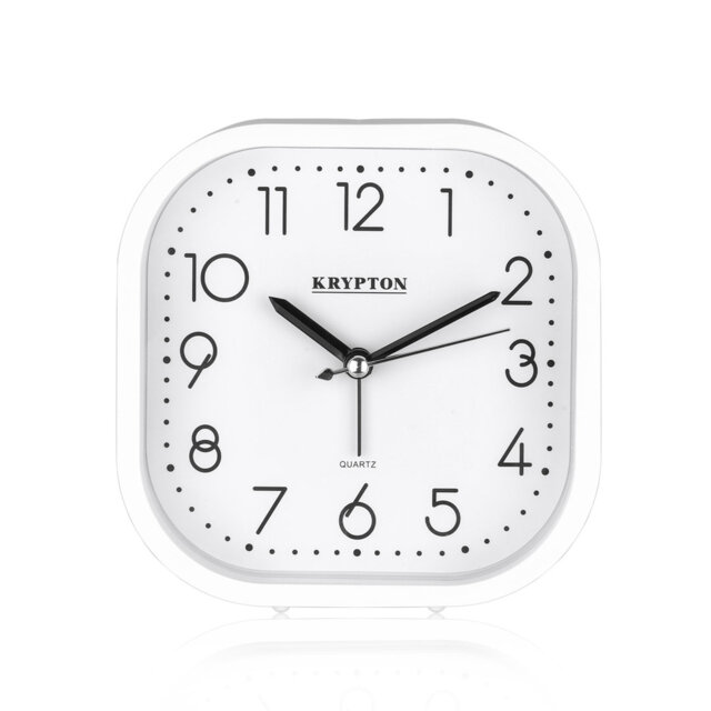 Krypton Bedside Alarm Clock Travel Alarm Clock Battery Operated Loud Alarm Clock, White