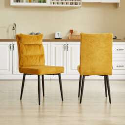 A Pair Of Dining Chairs With Cushioned Backrest Beige