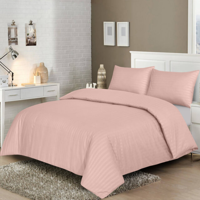 luxury Microfiber Satin Stripe Duvet cover set with 2 pillow cases