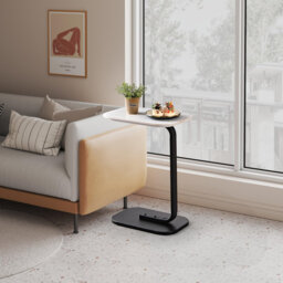 Marble Side Table Under Sofa - Sintered Stone Slab - C-Shaped End Table