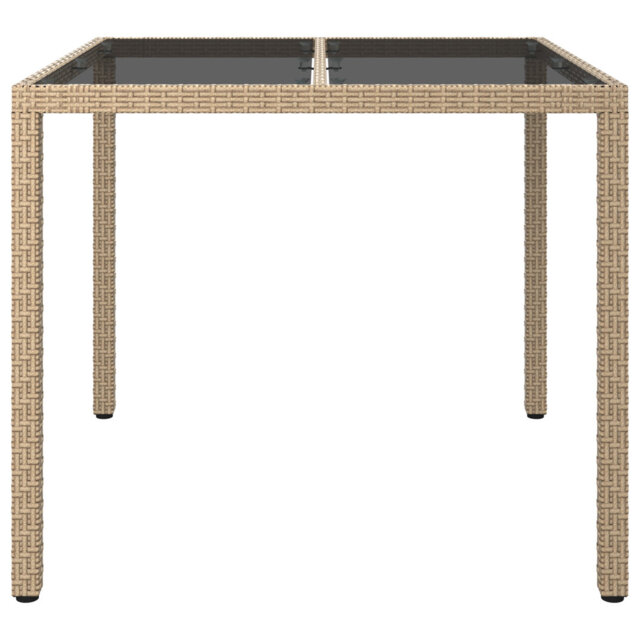Garden Table Brown Tempered Glass&Poly Rattan Patio Table Multi Colours