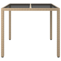 Garden Table Brown Tempered Glass&Poly Rattan Patio Table Multi Colours