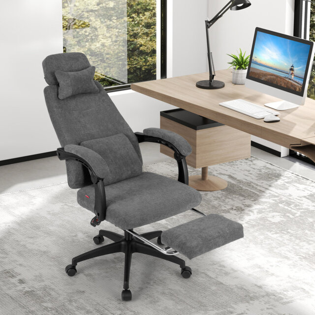 Reclining Home Office Gray Chair Chenille Fabric Upholstered Chair