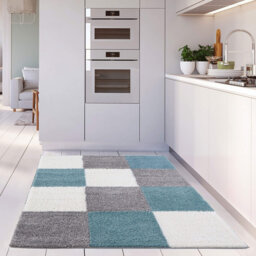Myshaggy Collection Rugs Geometric Design in Duck Egg Blue