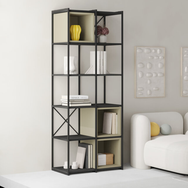 Vale 5-Shelf Display Bookcase with Cross Metal Frame