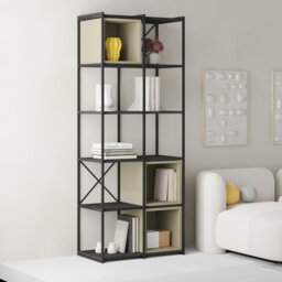 Vale 5-Shelf Display Bookcase with Cross Metal Frame