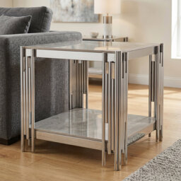 Kya End Table Stone & Stainless Steel