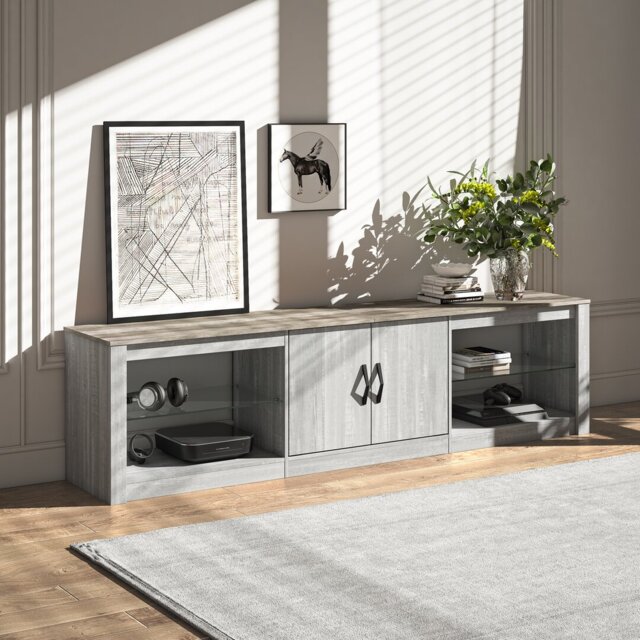 "179cm TV Stand for TVs up to 75"" with Storage Cabinet, Entertainment Center for TVs with LED Light"