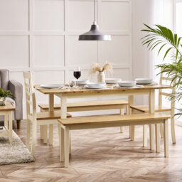 Alissah Rubberwood Extending Dining Table Set