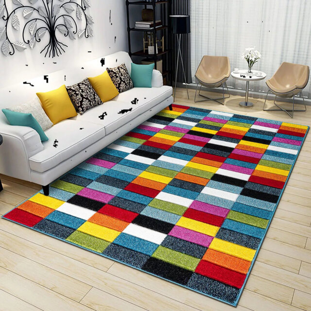 Modern Luxury Hand Carved Multi Colour Bedroom Carpet Small Floor Rug Mat
