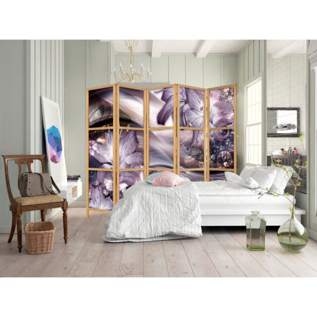 225cm W x 171cm H 5 - Panel Solid Wood Folding Room Divider