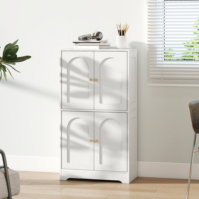 HOMCOM 110cm Kitchen Cupboard Kitchen Cabinet 4 Doors White