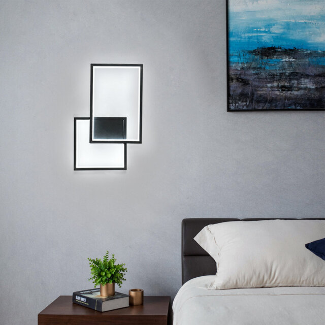 Simple 27cm Square Aluminum Wall Lamp Black